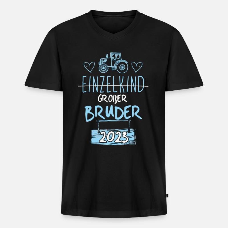 Großer Bruder 2023 Traktor - Männer Premium Bio T-Shirt mit V-Ausschnitt - Schwarz