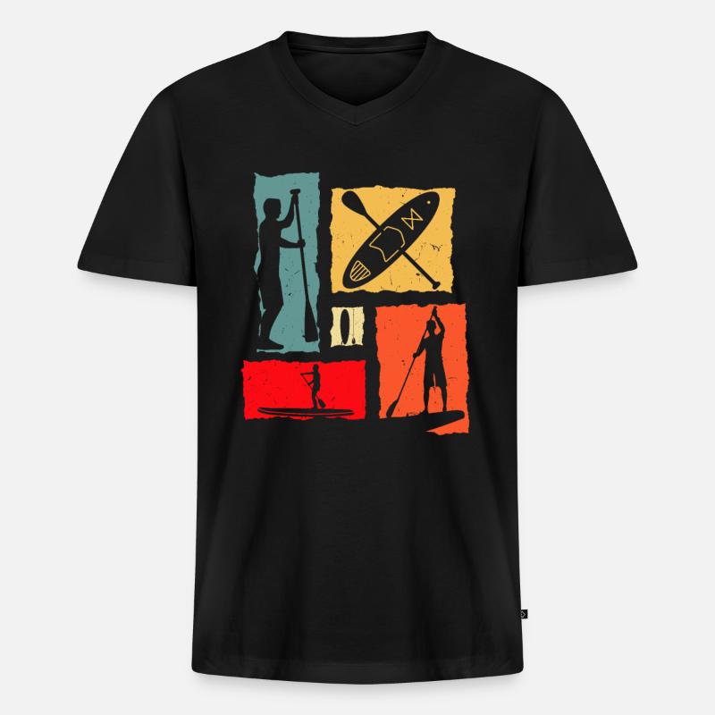 Sup Retro - Männer Premium Bio T-Shirt mit V-Ausschnitt - Schwarz