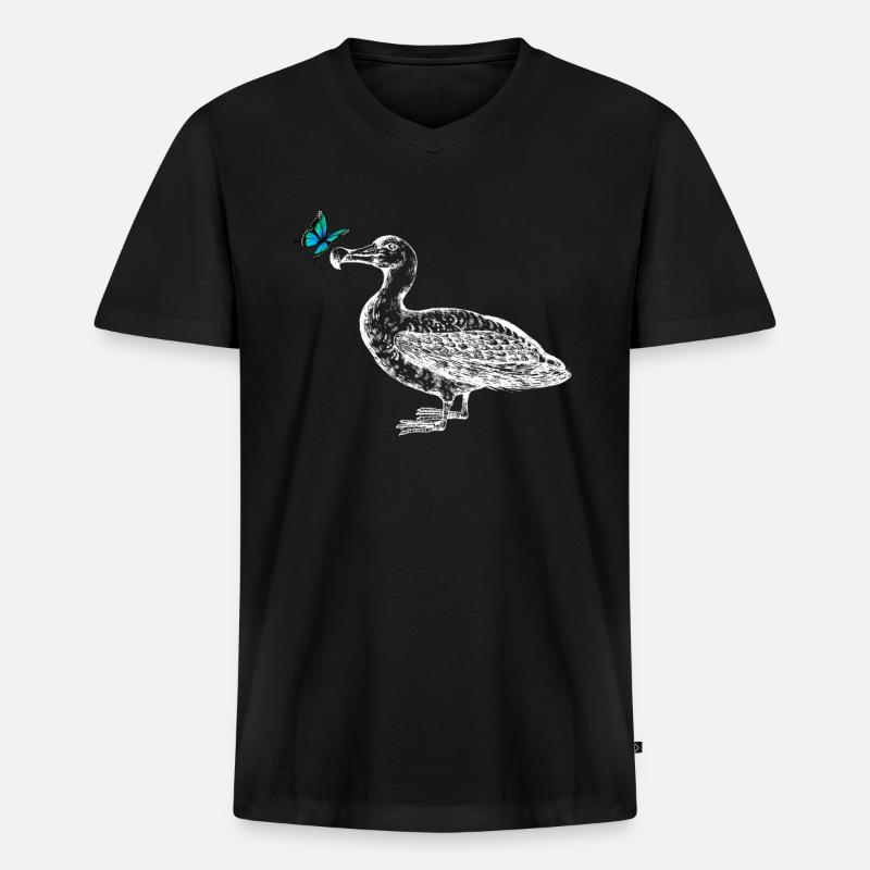 Möwe mit Schmetterling - Männer Premium Bio T-Shirt mit V-Ausschnitt - Schwarz