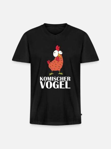 Komischer Vogel - Männer Premium Bio T-Shirt mit V-Ausschnitt - Schwarz