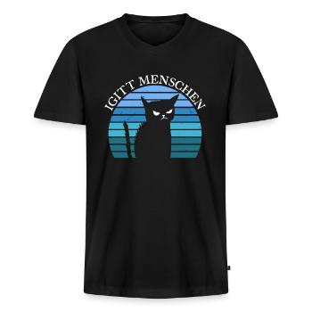 Igitt Menschen Katze - Männer Premium Bio T-Shirt mit V-Ausschnitt - Schwarz - Vorne - Nico (187cm)