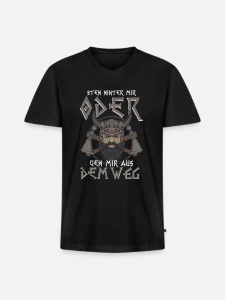 Wikinger Steh Hinter Mir - Männer Premium Bio T-Shirt mit V-Ausschnitt - Schwarz