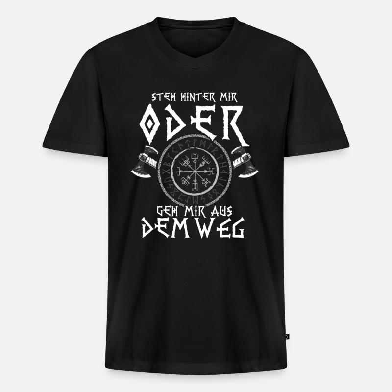 Steh Hinter Mir Odin Wikinger - Männer Premium Bio T-Shirt mit V-Ausschnitt - Schwarz