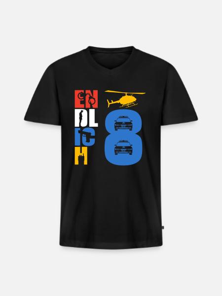 Endlich 8 Polizei - Männer Premium Bio T-Shirt mit V-Ausschnitt - Schwarz