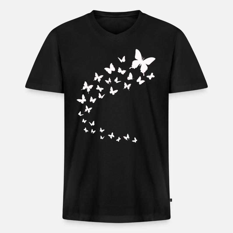 Fliegende Schmetterlinge - Männer Premium Bio T-Shirt mit V-Ausschnitt - Schwarz