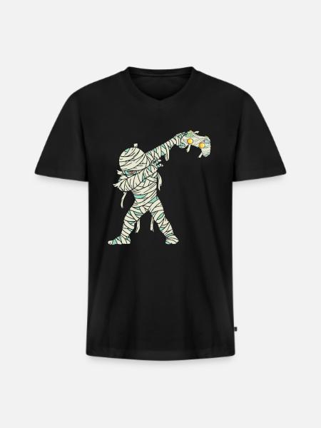 Halloween Dabbing Mummy Gamer - Men's Premium Organic T-shirt with V-neck - black