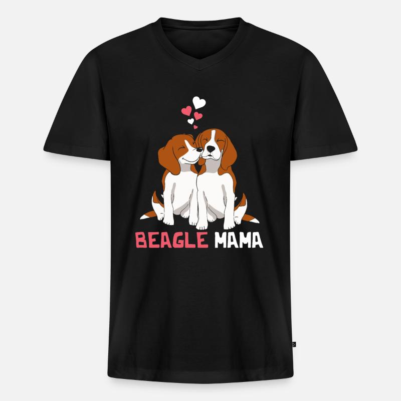 Beste Beagle Mama - Männer Premium Bio T-Shirt mit V-Ausschnitt - Schwarz