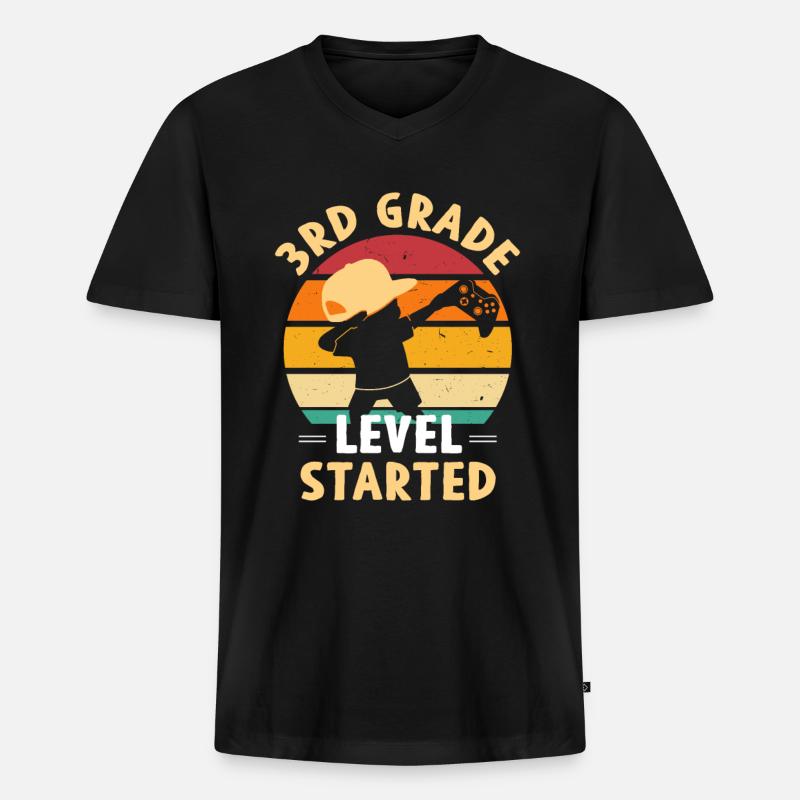 3.Klasse Dabbing Gamer - Männer Premium Bio T-Shirt mit V-Ausschnitt - Schwarz