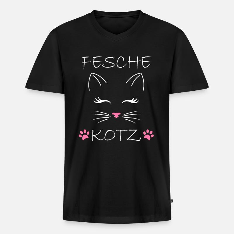 Fesche Kotz - Männer Premium Bio T-Shirt mit V-Ausschnitt - Schwarz