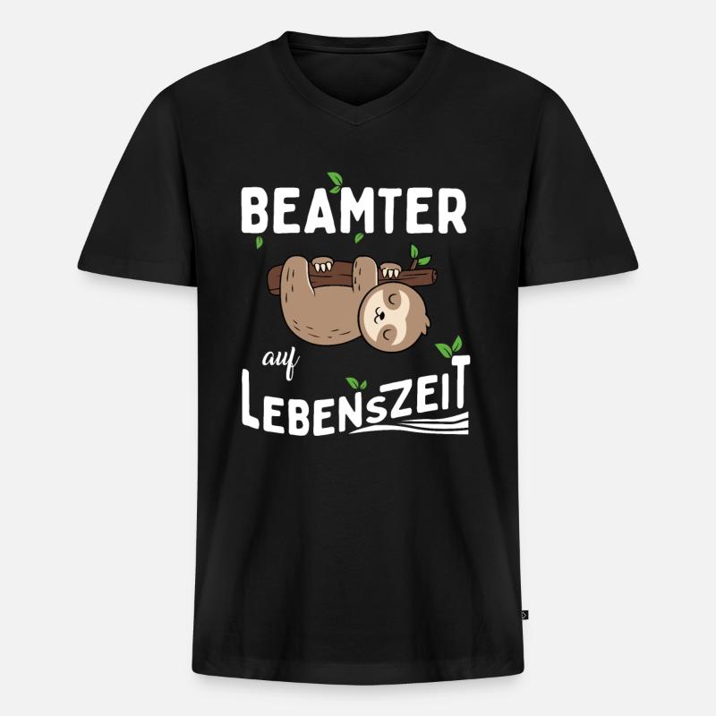 Beamter auf Lebenszeit - Männer Premium Bio T-Shirt mit V-Ausschnitt - Schwarz