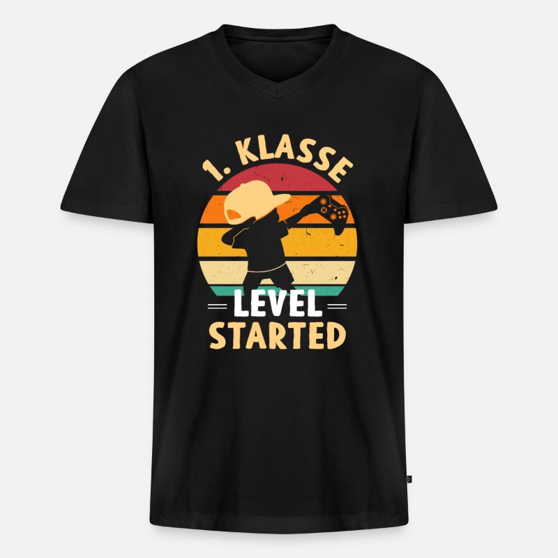 1st Class Level Started - Men's Premium Organic T-shirt with V-neck - black