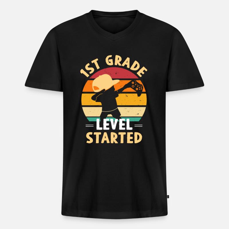 1st Class Level Started - Men's Premium Organic T-shirt with V-neck - black