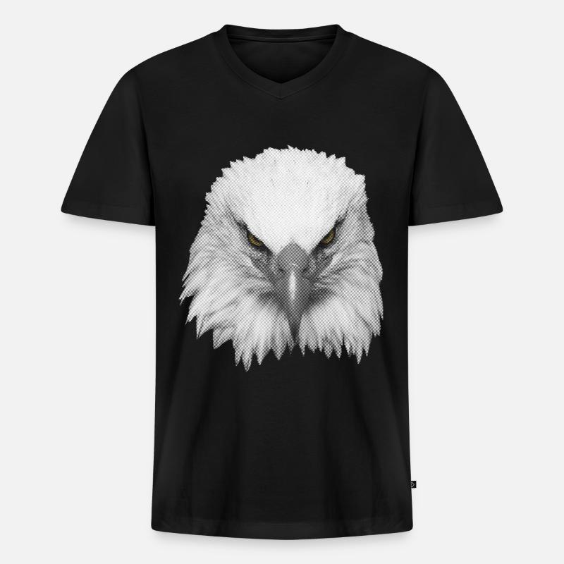 Great Eagle Kopf - Männer Premium Bio T-Shirt mit V-Ausschnitt - Schwarz