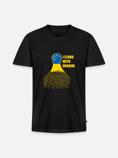 Io sto con l'Ucraina Ucraino Bandiera Ucraina Supporto - Maglietta ecologica premium da uomo con scollo a V - nero