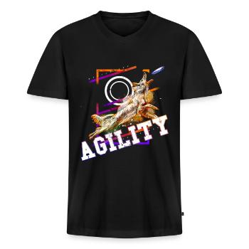 Agility Dog Sport Dog Sports Dog Training - T-shirt encolure en V Premium bio Homme - noir - Devant - Nico (187cm)