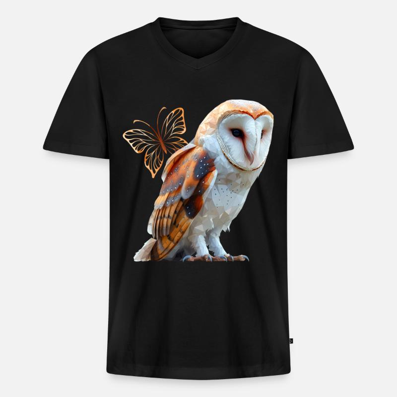 Schleiereule - Männer Premium Bio T-Shirt mit V-Ausschnitt - Schwarz