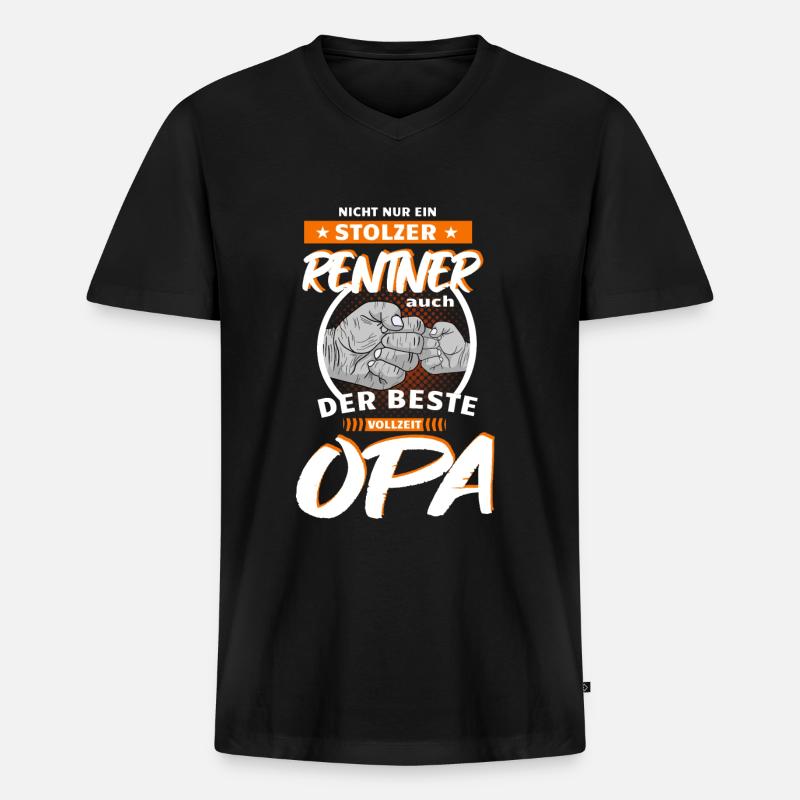 Rentner vollzeit Opa Geschenkidee - Männer Premium Bio T-Shirt mit V-Ausschnitt - Schwarz