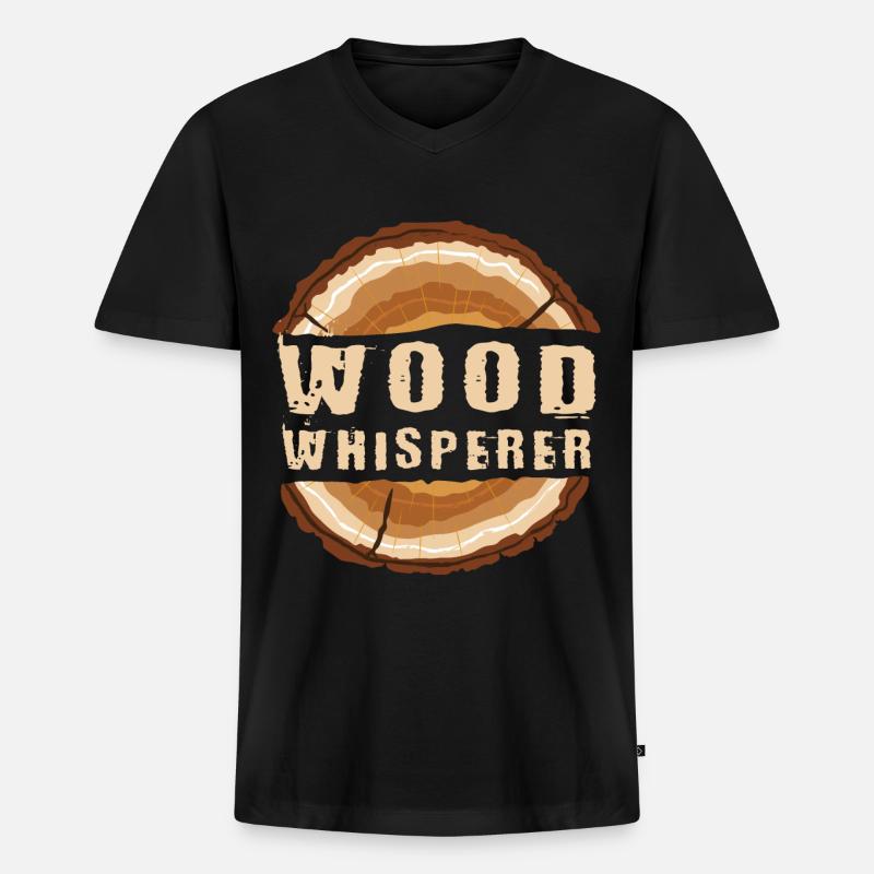 Holz Flüsterer - Männer Premium Bio T-Shirt mit V-Ausschnitt - Schwarz