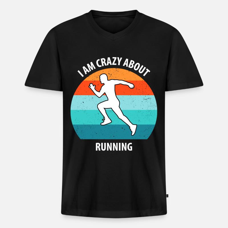 Joggen - Männer Premium Bio T-Shirt mit V-Ausschnitt - Schwarz