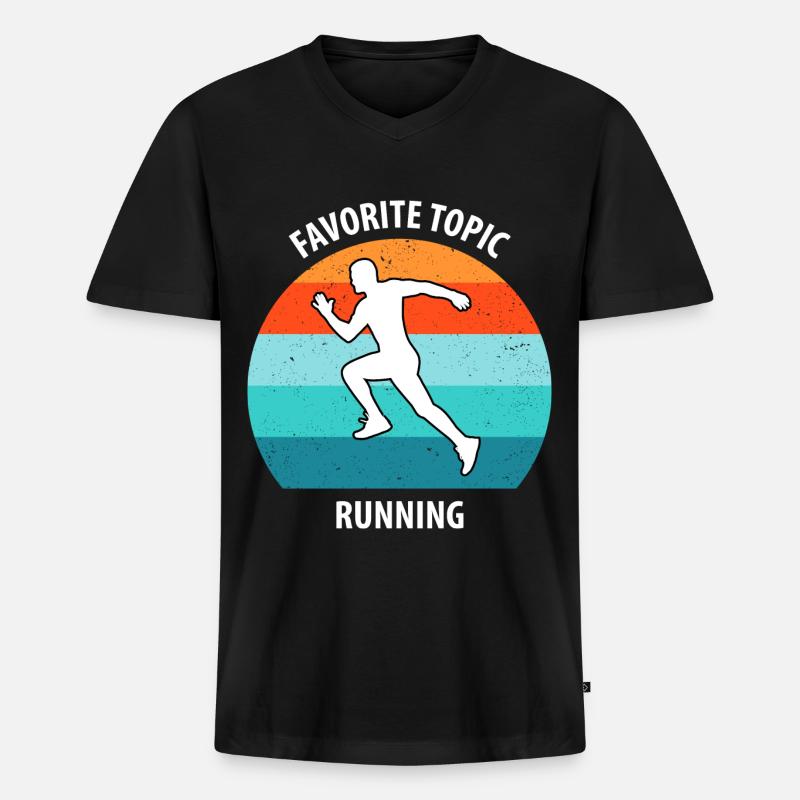 Joggen - Männer Premium Bio T-Shirt mit V-Ausschnitt - Schwarz