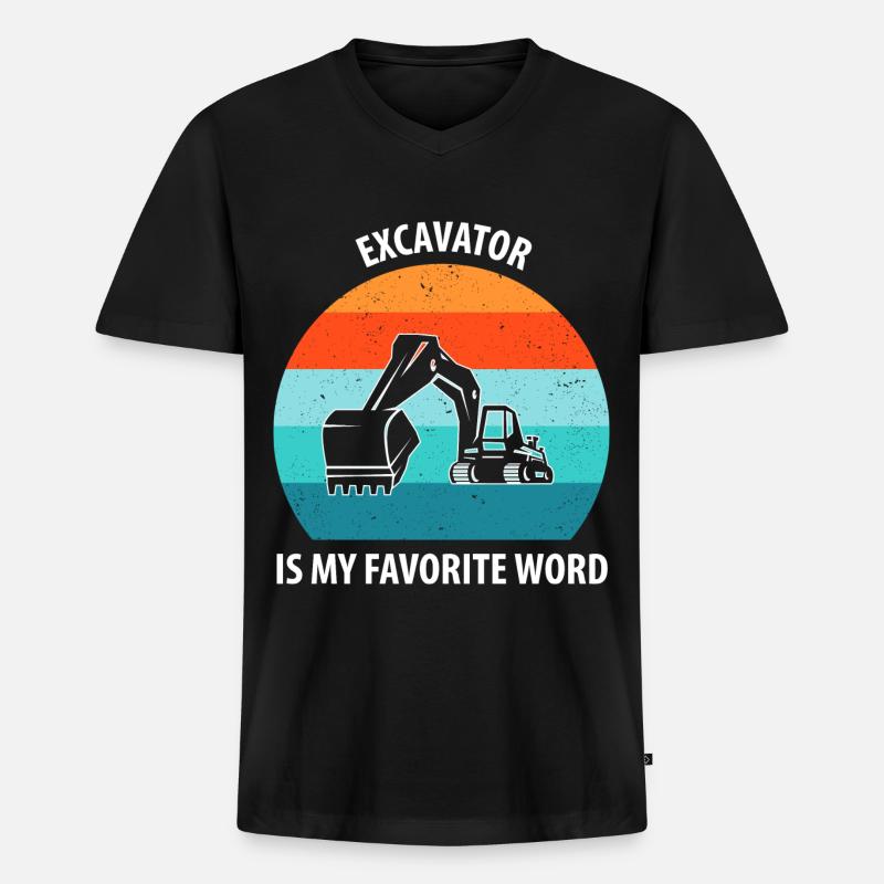 Bagger Baggerfahrer Baggerwagen - Männer Premium Bio T-Shirt mit V-Ausschnitt - Schwarz