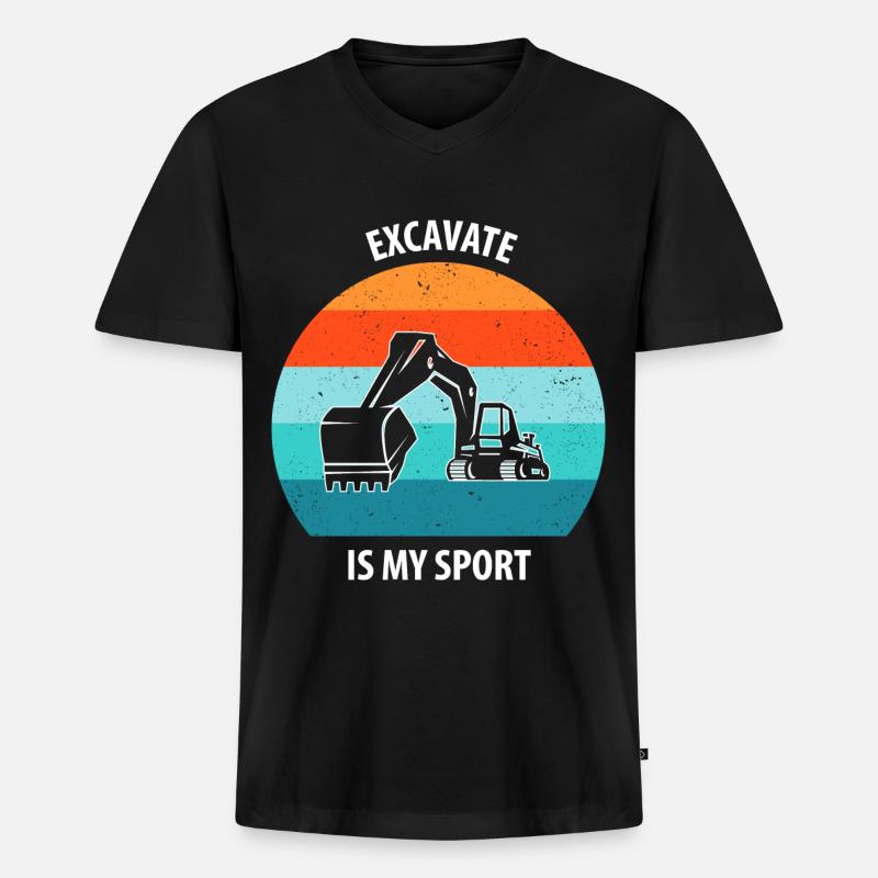Bagger Baggerfahrer Baggerwagen - Männer Premium Bio T-Shirt mit V-Ausschnitt - Schwarz