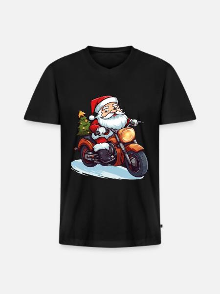 Julemanden motorcykel solbriller jul - Premium økologisk T-shirt med V-hals til mænd - sort