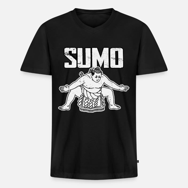 Sumo - Männer Premium Bio T-Shirt mit V-Ausschnitt - Schwarz