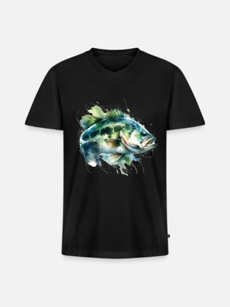Bass Fish - Men's Premium Organic T-shirt with V-neck - black