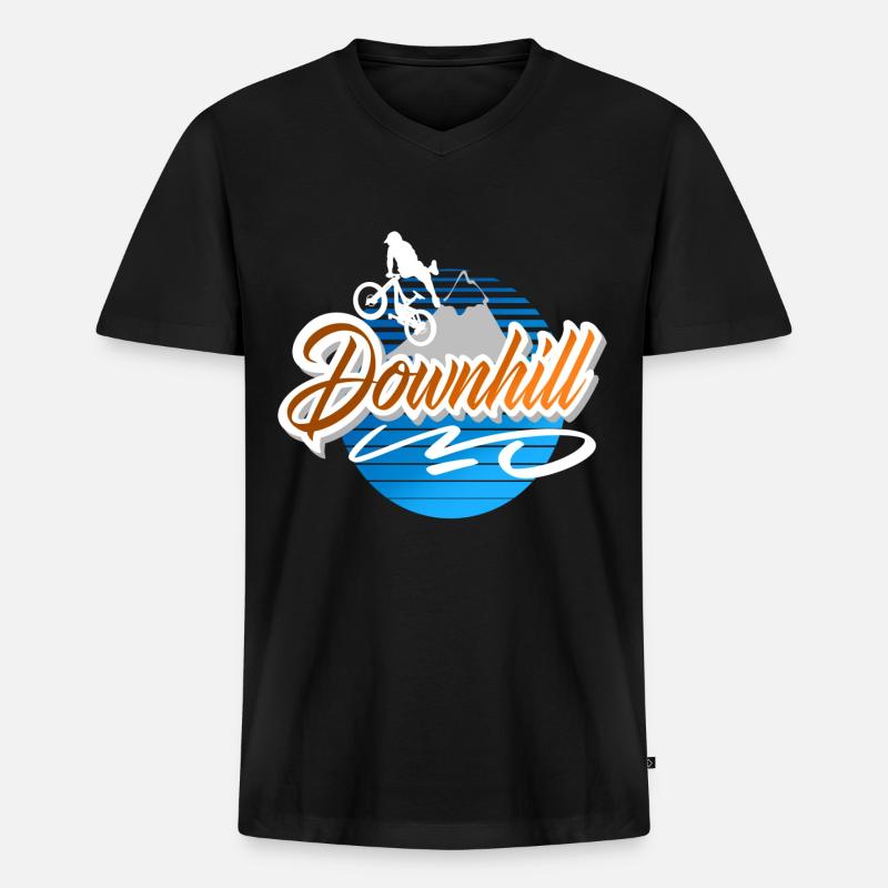 Downhill - Männer Premium Bio T-Shirt mit V-Ausschnitt - Schwarz