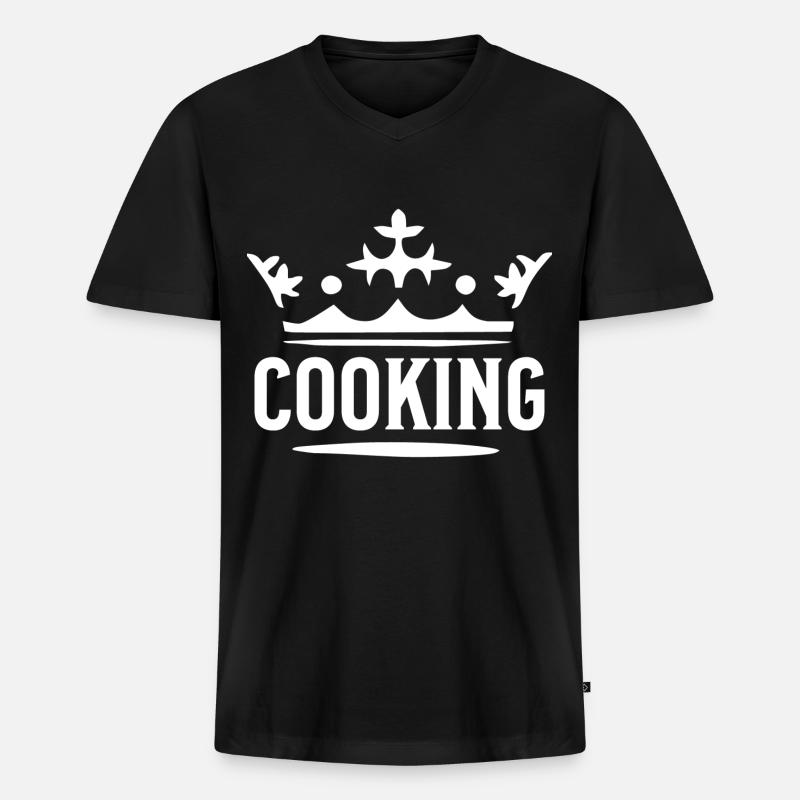 Kochen - Männer Premium Bio T-Shirt mit V-Ausschnitt - Schwarz