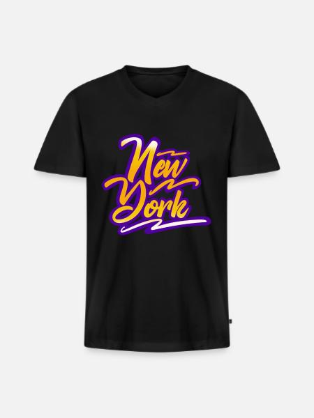 New York - Men's Premium Organic T-shirt with V-neck - black