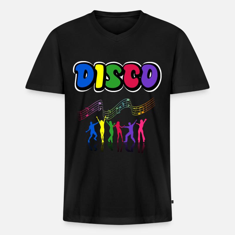 Disco - Männer Premium Bio T-Shirt mit V-Ausschnitt - Schwarz