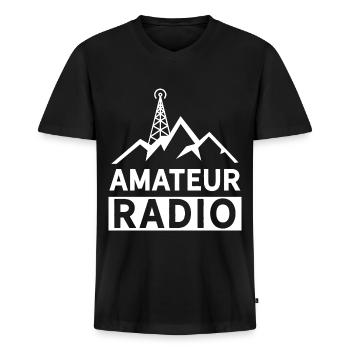 Amateurfunk Amateurfunker RAdio - Männer Premium Bio T-Shirt mit V-Ausschnitt - Schwarz - Vorne - Nico (187cm)