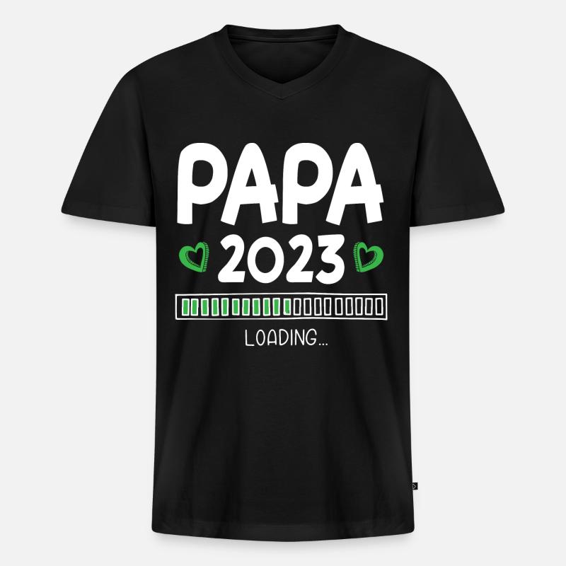 Papa 2023 Loading - Männer Premium Bio T-Shirt mit V-Ausschnitt - Schwarz
