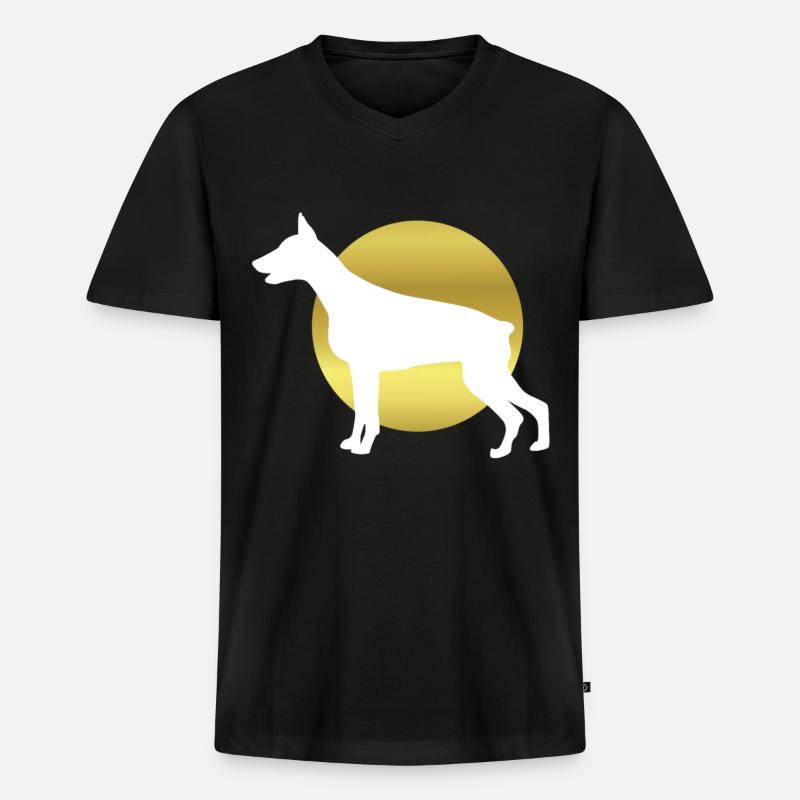 Dobermann - Männer Premium Bio T-Shirt mit V-Ausschnitt - Schwarz
