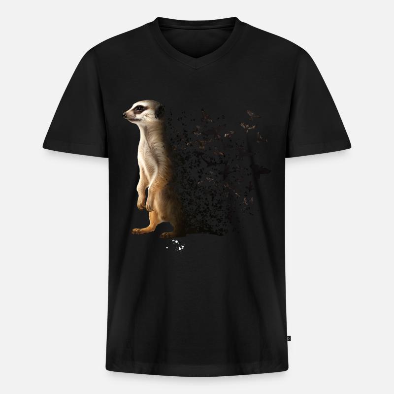 Erdmännchen - Männer Premium Bio T-Shirt mit V-Ausschnitt - Schwarz