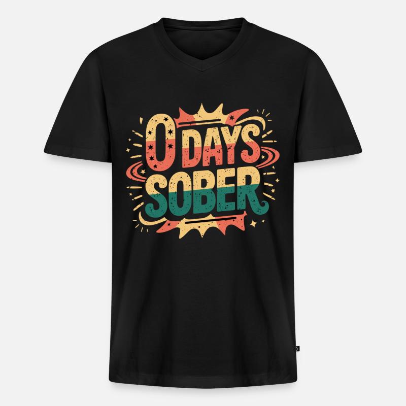 0 Days Sober 16 - Männer Premium Bio T-Shirt mit V-Ausschnitt - Schwarz