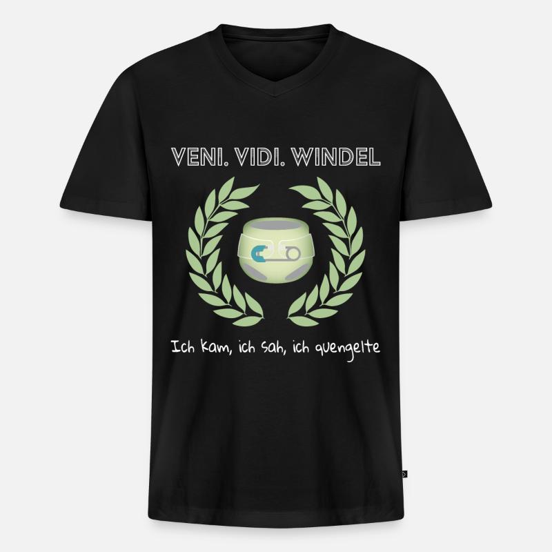 Veni. Vidi. Windel - Männer Premium Bio T-Shirt mit V-Ausschnitt - Schwarz