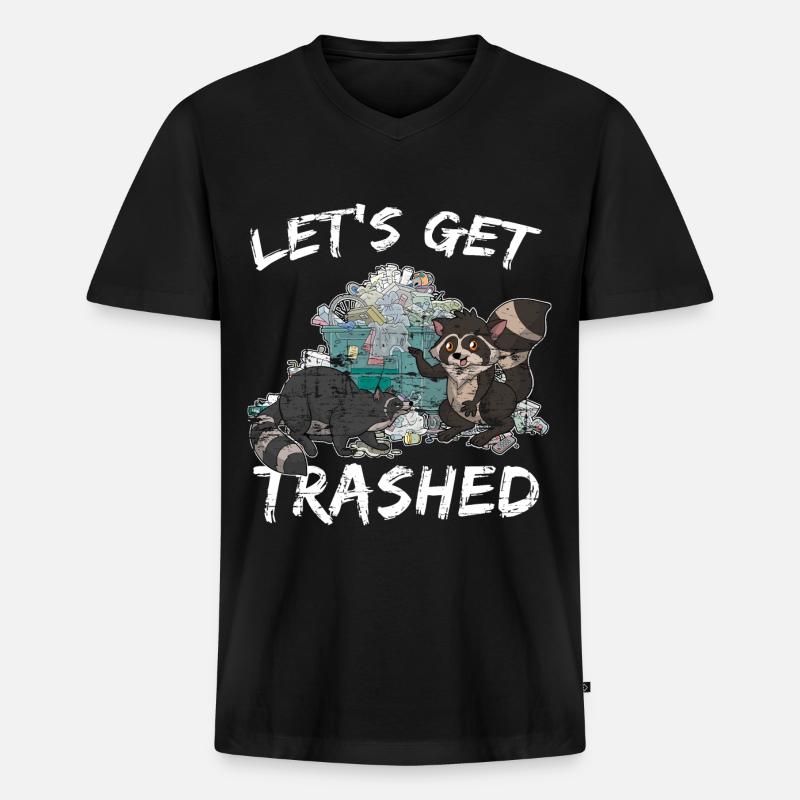 Waschbären Geschenk Waschbär - Männer Premium Bio T-Shirt mit V-Ausschnitt - Schwarz