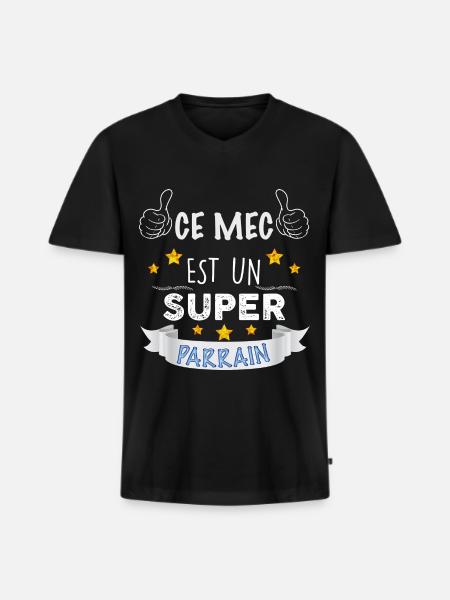 Parrain Super parrain - T-shirt encolure en V Premium bio Homme - noir