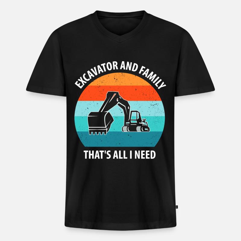 Bagger Baggerfahrer Baggerwagen - Männer Premium Bio T-Shirt mit V-Ausschnitt - Schwarz