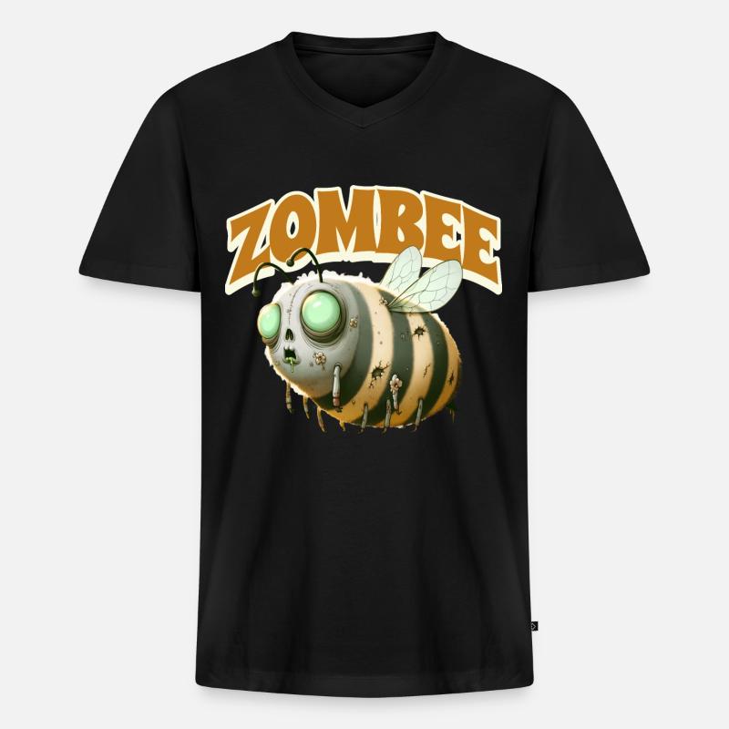 Zombie Biene Zombee - Männer Premium Bio T-Shirt mit V-Ausschnitt - Schwarz
