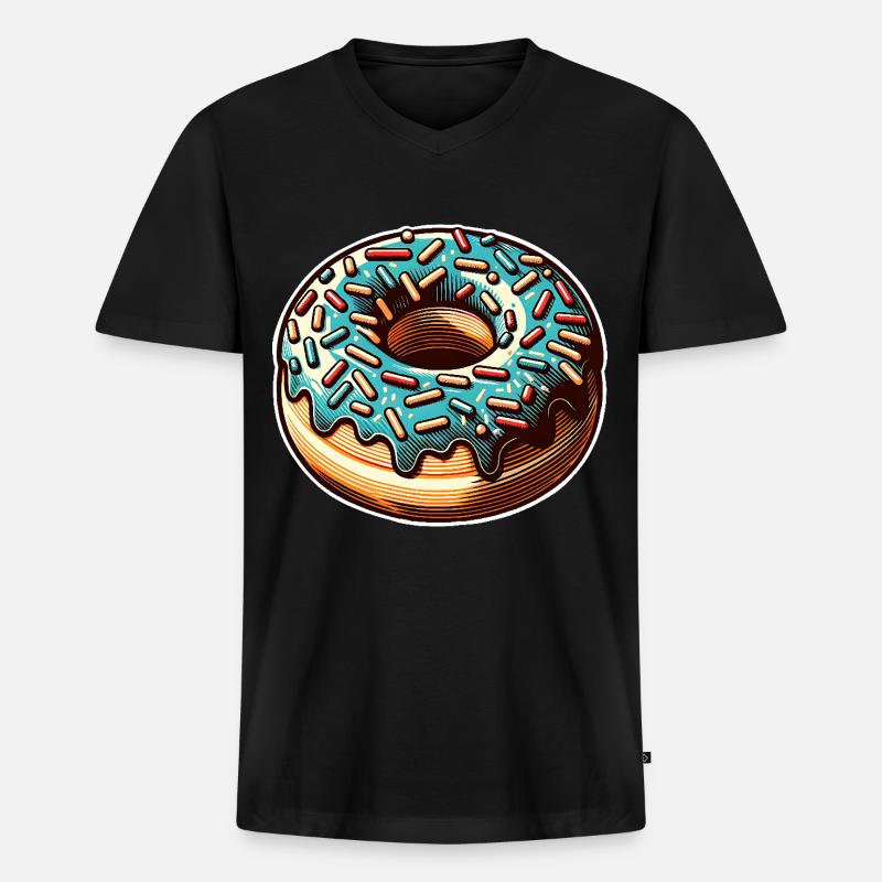 Donut - Männer Premium Bio T-Shirt mit V-Ausschnitt - Schwarz