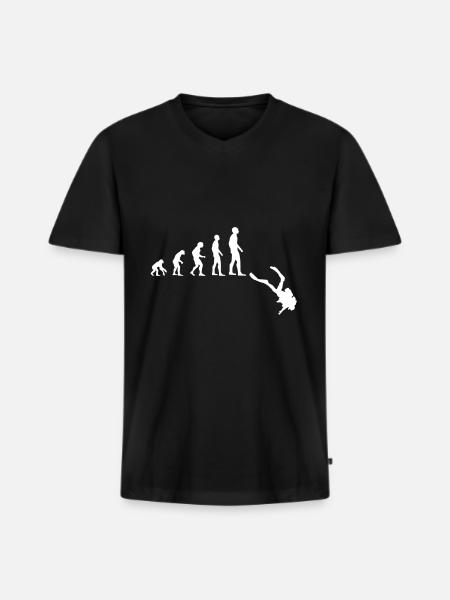 Tauchen Taucher Evolution Geschenkidee - Männer Premium Bio T-Shirt mit V-Ausschnitt - Schwarz