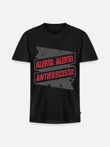alerta alerta antifascista - Men's Premium Organic T-shirt with V-neck - black