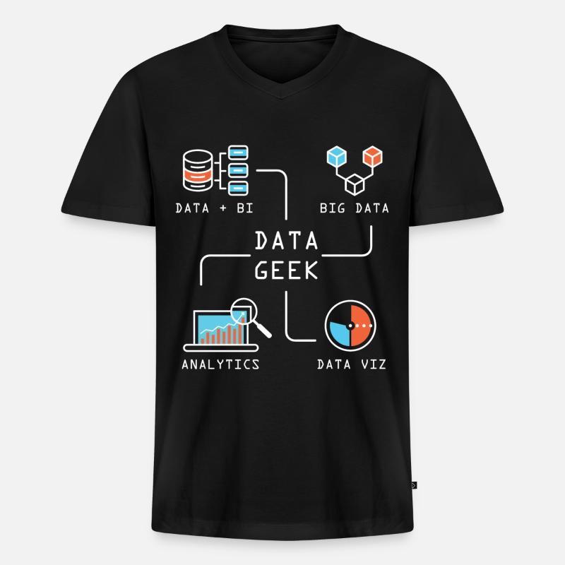 Data Geek Softwareentwickler - Männer Premium Bio T-Shirt mit V-Ausschnitt - Schwarz