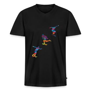 Skateboard Skaten Skateboarden Geschenkidee - Männer Premium Bio T-Shirt mit V-Ausschnitt - Schwarz - Vorne - Nico (187cm)