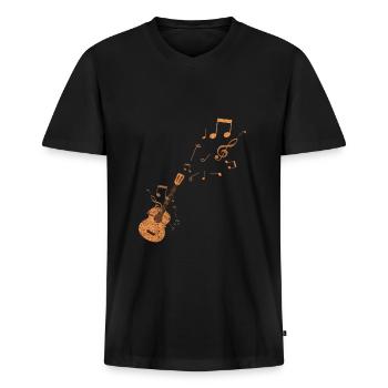 Guitare idée cadeau guitariste guitariste - T-shirt encolure en V Premium bio Homme - noir - Devant - Nico (187cm)