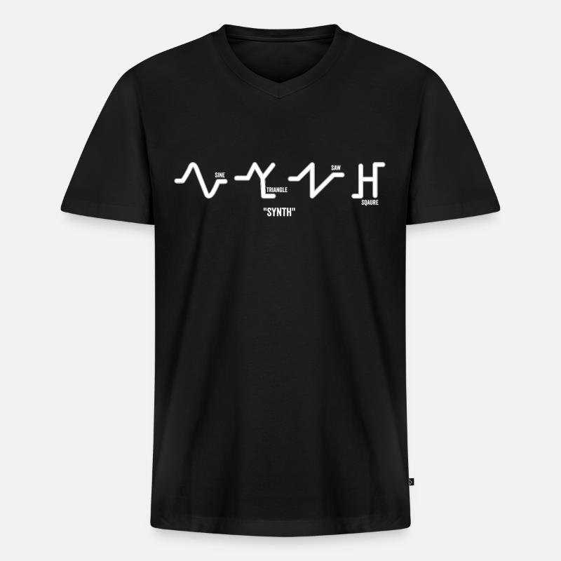 Synth Waves - Männer Premium Bio T-Shirt mit V-Ausschnitt - Schwarz
